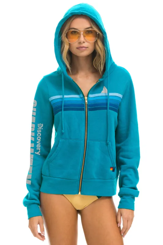 SHARK WEEK 2024 ZIP HOODIE - TEAL sold by Aviator Nation
