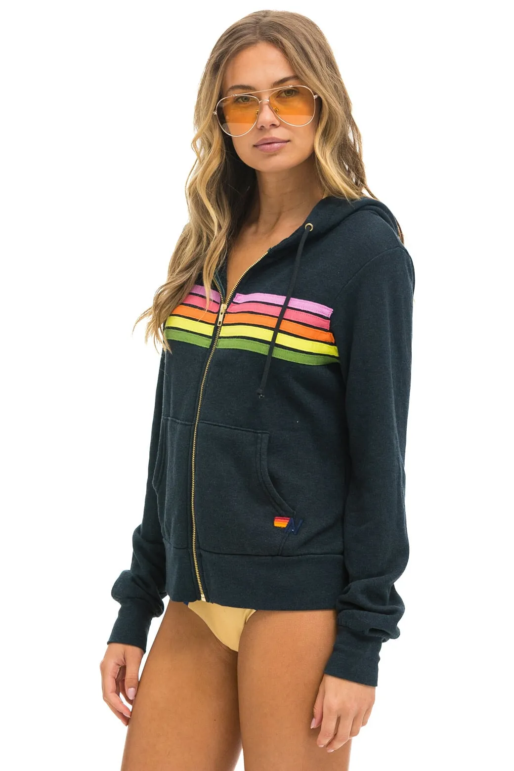 5 STRIPE HOODIE - CHARCOAL // PINK // GREEN sold by Aviator Nation product image thumbnail 3