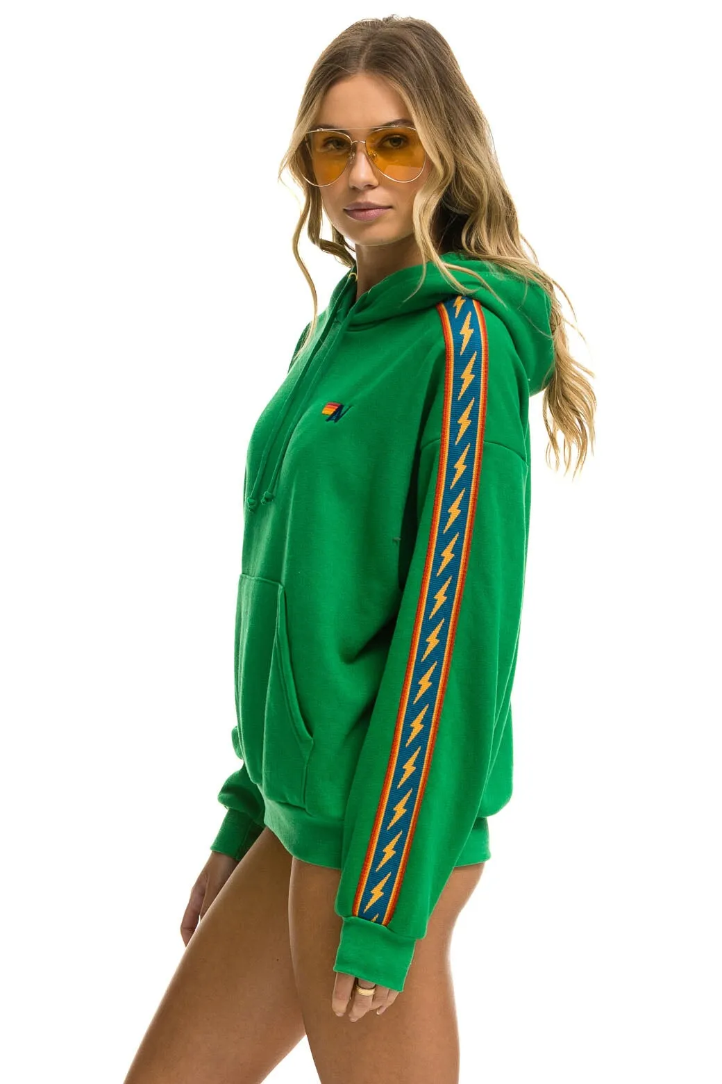 BOLT STRIPE RELAXED PULLOVER HOODIE - KELLY GREEN sold by Aviator Nation product image thumbnail 5