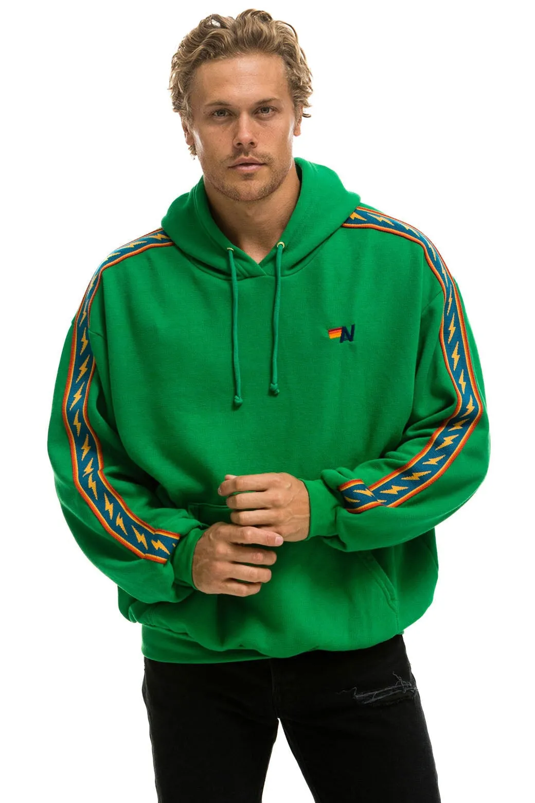 BOLT STRIPE RELAXED PULLOVER HOODIE - KELLY GREEN sold by Aviator Nation product image thumbnail 2