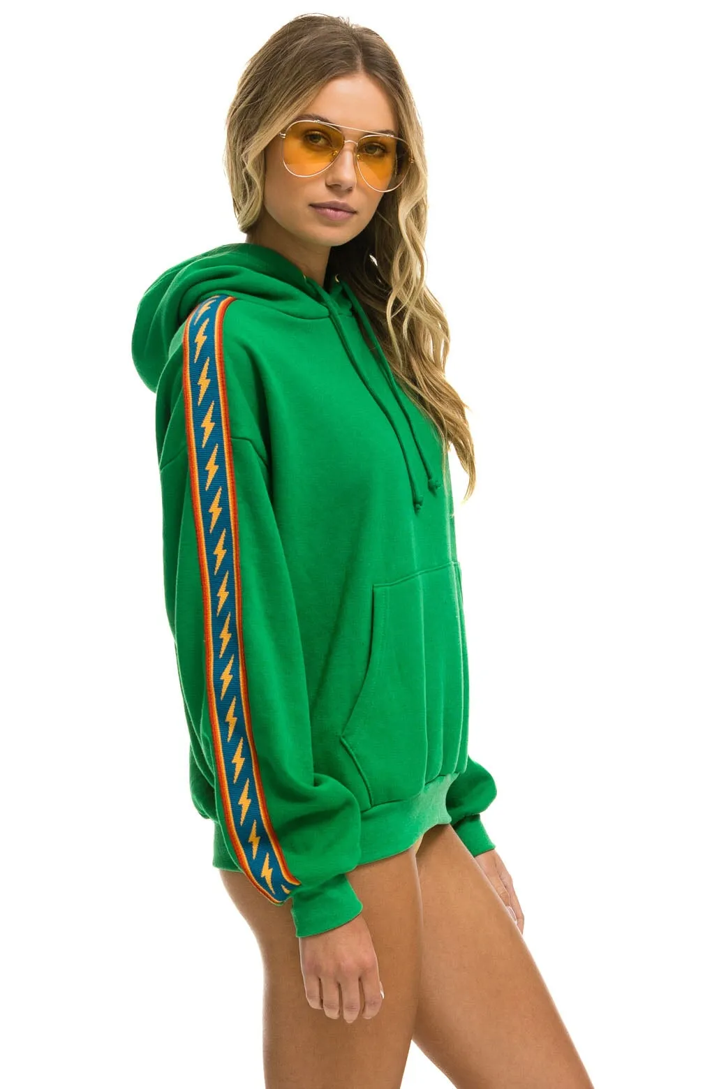 BOLT STRIPE RELAXED PULLOVER HOODIE - KELLY GREEN sold by Aviator Nation product image thumbnail 3