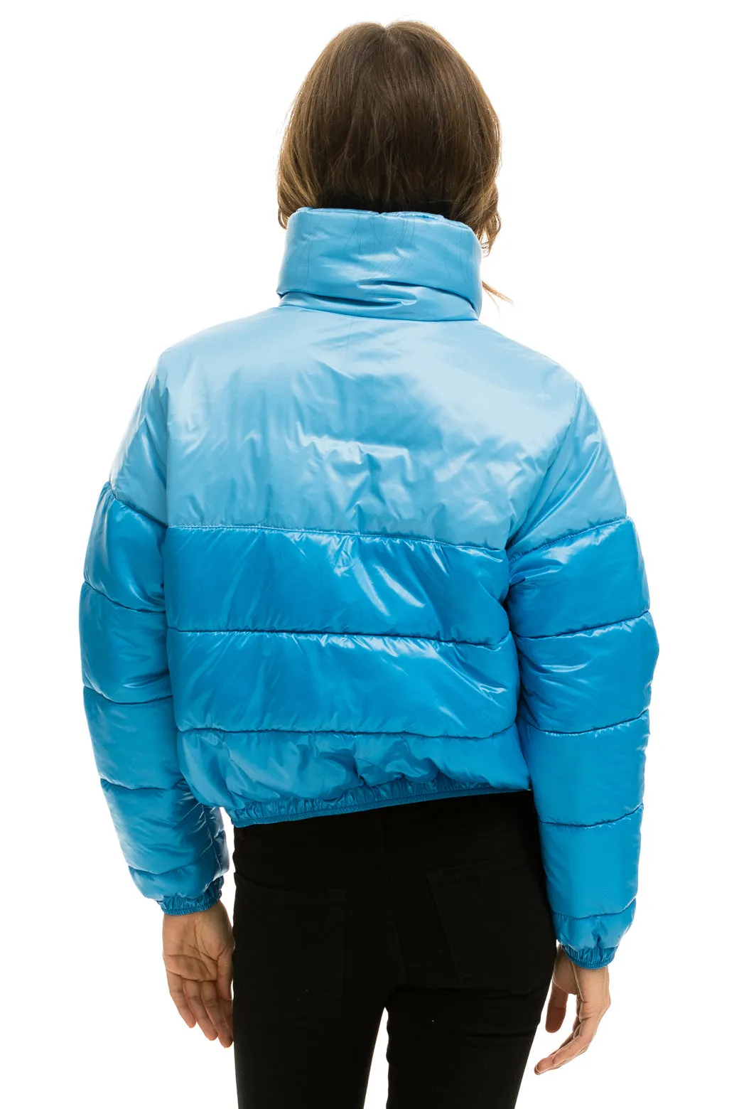 COLOR BLOCK HALF AND HALF APRES PUFFER JACKET - SKY GLOSSY sold by Aviator Nation product image thumbnail 4