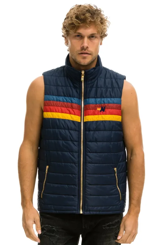 MEN'S 4 STRIPE VEST - NAVY sold by Aviator Nation