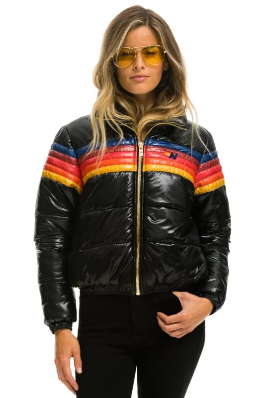 5 STRIPE APRES JACKET - GLOSSY BLACK sold by Aviator Nation