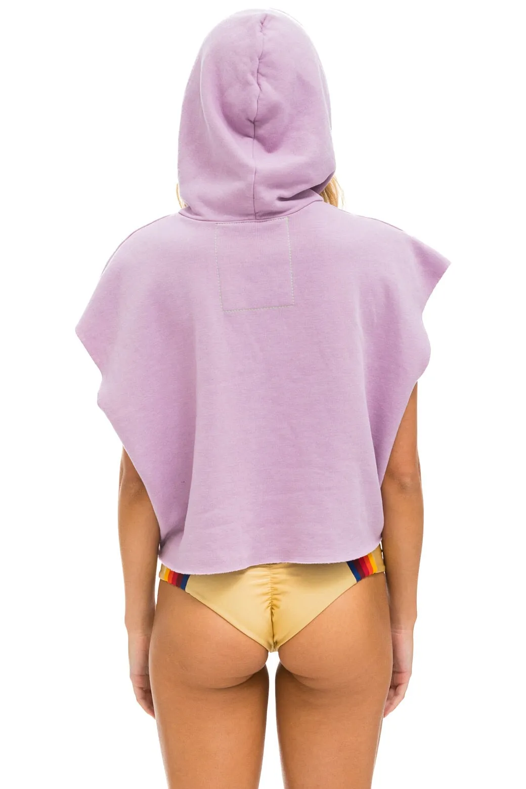 RAINBOW HEART STITCH SLEEVELESS RELAXED CROPPED PULLOVER HOODIE - MAUVE sold by Aviator Nation product image thumbnail 4