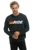 RIDE LOGO WHITE CREW SWEATSHIRT - CHARCOAL sold by Aviator Nation
