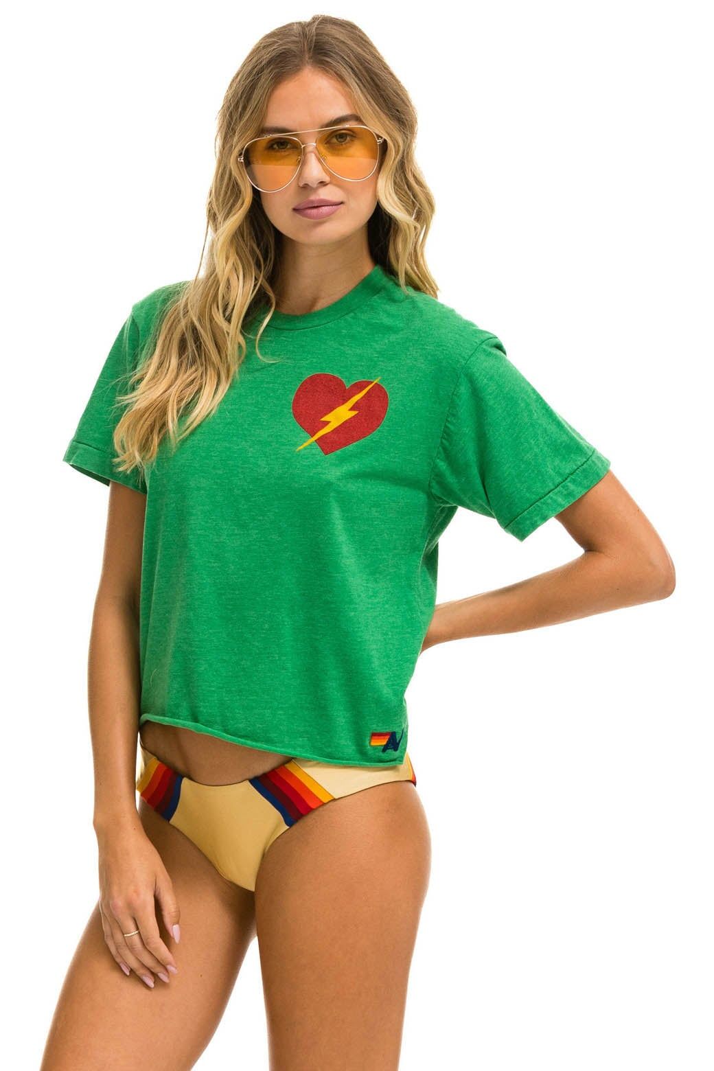BOLT HEART BOYFRIEND TEE - KELLY GREEN sold by Aviator Nation product image thumbnail 2