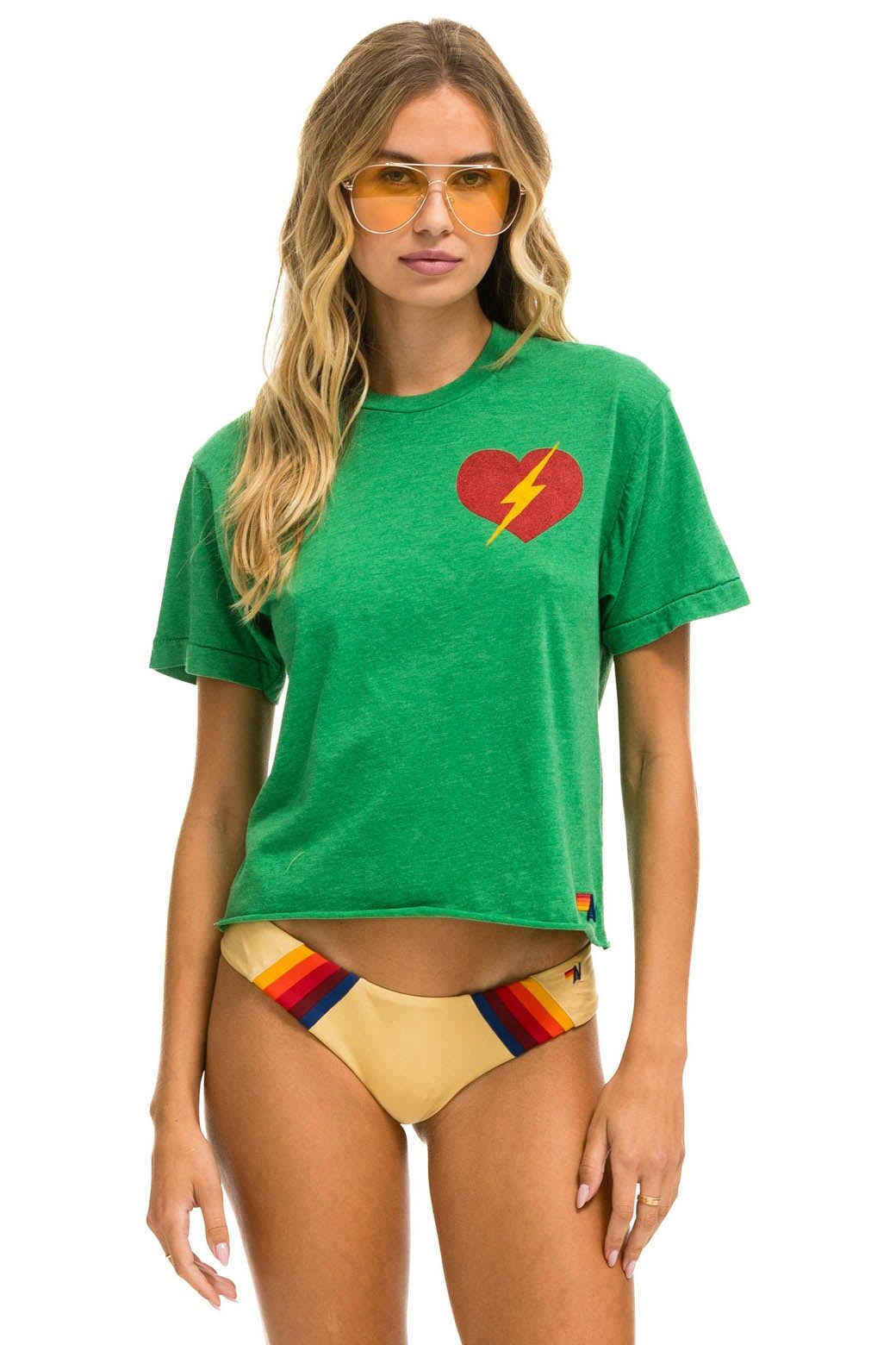 BOLT HEART BOYFRIEND TEE - KELLY GREEN sold by Aviator Nation