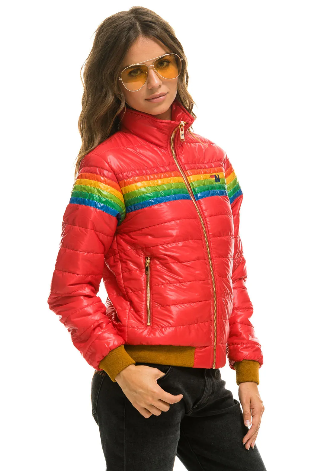 6 STRIPE JACKET - GLOSSY CHERRY sold by Aviator Nation product image thumbnail 2