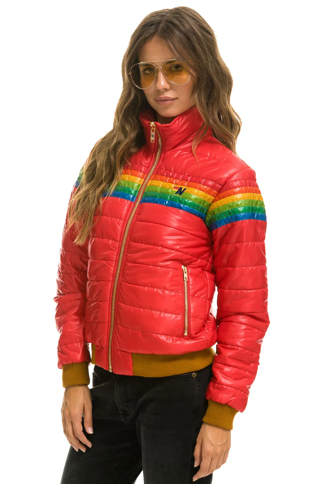 6 STRIPE JACKET - GLOSSY CHERRY sold by Aviator Nation product image thumbnail 4