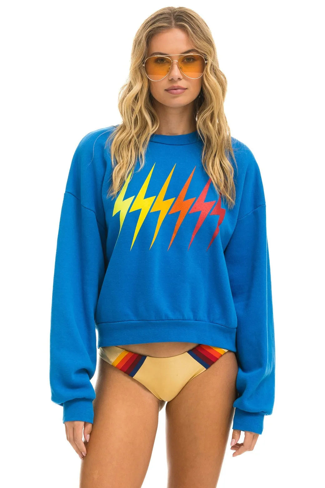 BOLT GRADIENT RELAXED CREW SWEATSHIRT - OCEAN // RAINBOW sold by Aviator Nation