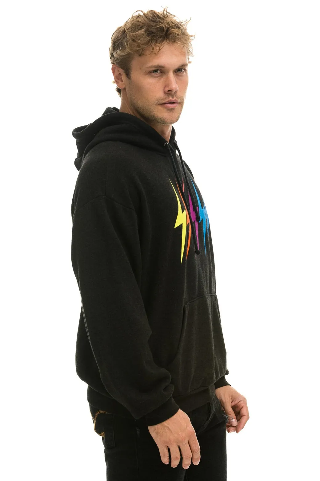 BOLT GRADIENT RELAXED PULLOVER HOODIE - BLACK // RAINBOW sold by Aviator Nation product image thumbnail 5