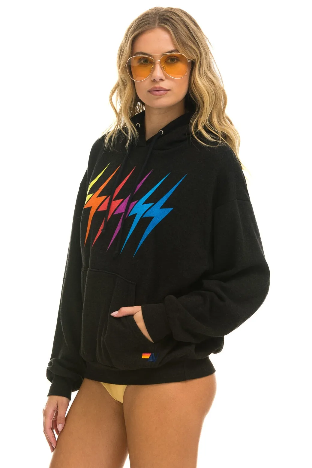 BOLT GRADIENT RELAXED PULLOVER HOODIE - BLACK // RAINBOW sold by Aviator Nation product image thumbnail 3