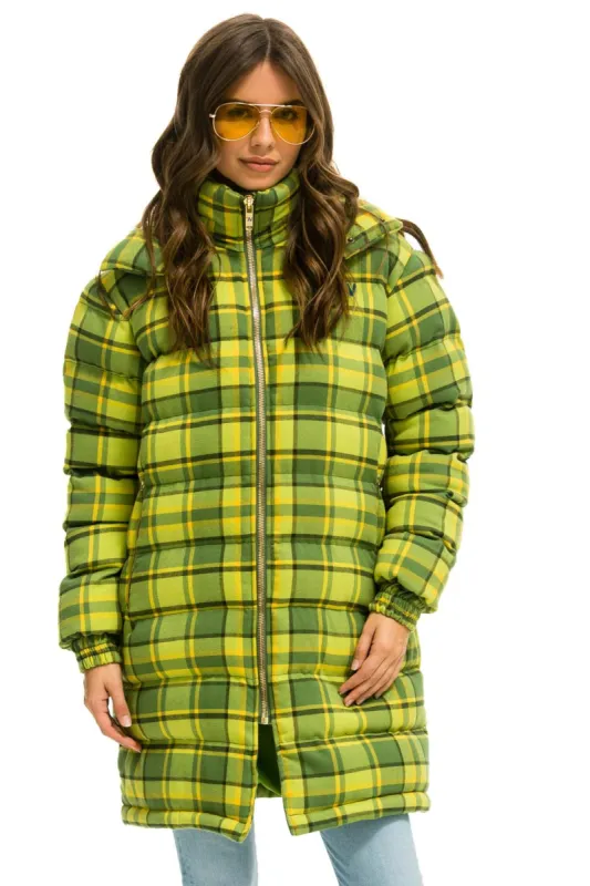 PLAID UNISEX LONG TREKKER JACKET - AVOCADO PLAID sold by Aviator Nation