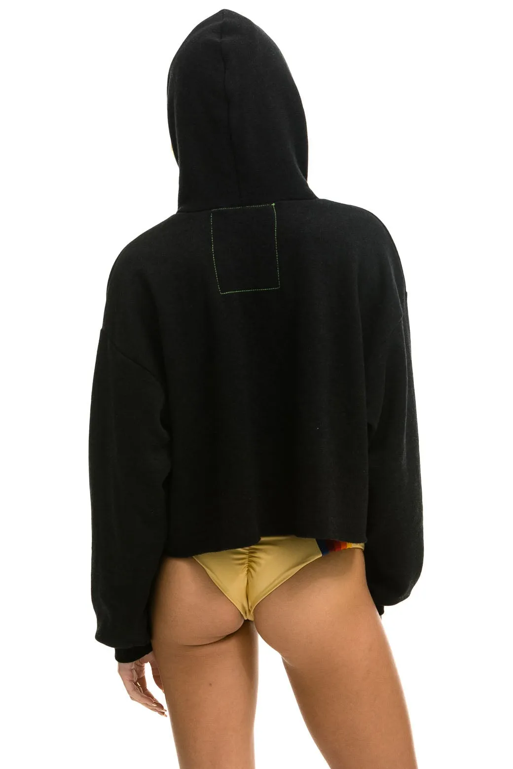 SMILEY 2 RELAXED CROPPED PULLOVER HOODIE - BLACK sold by Aviator Nation product image thumbnail 3