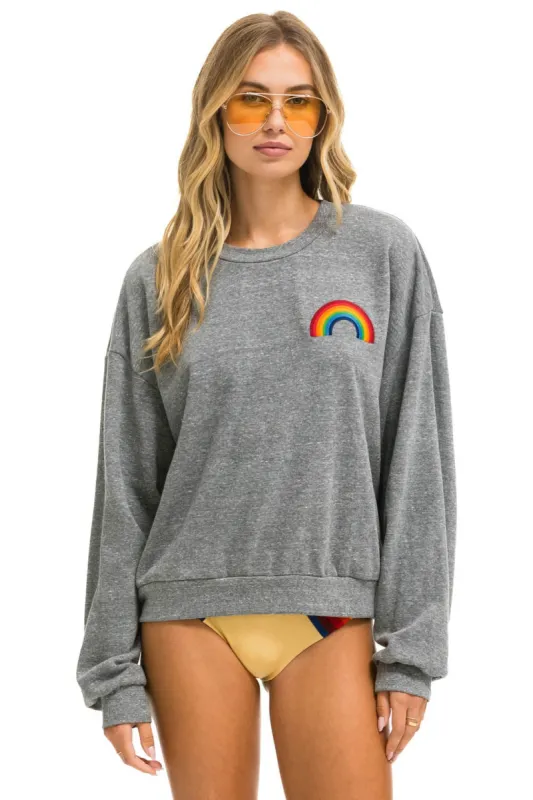 RAINBOW EMBROIDERY RELAXED CREW SWEATSHIRT - HEATHER sold by Aviator Nation