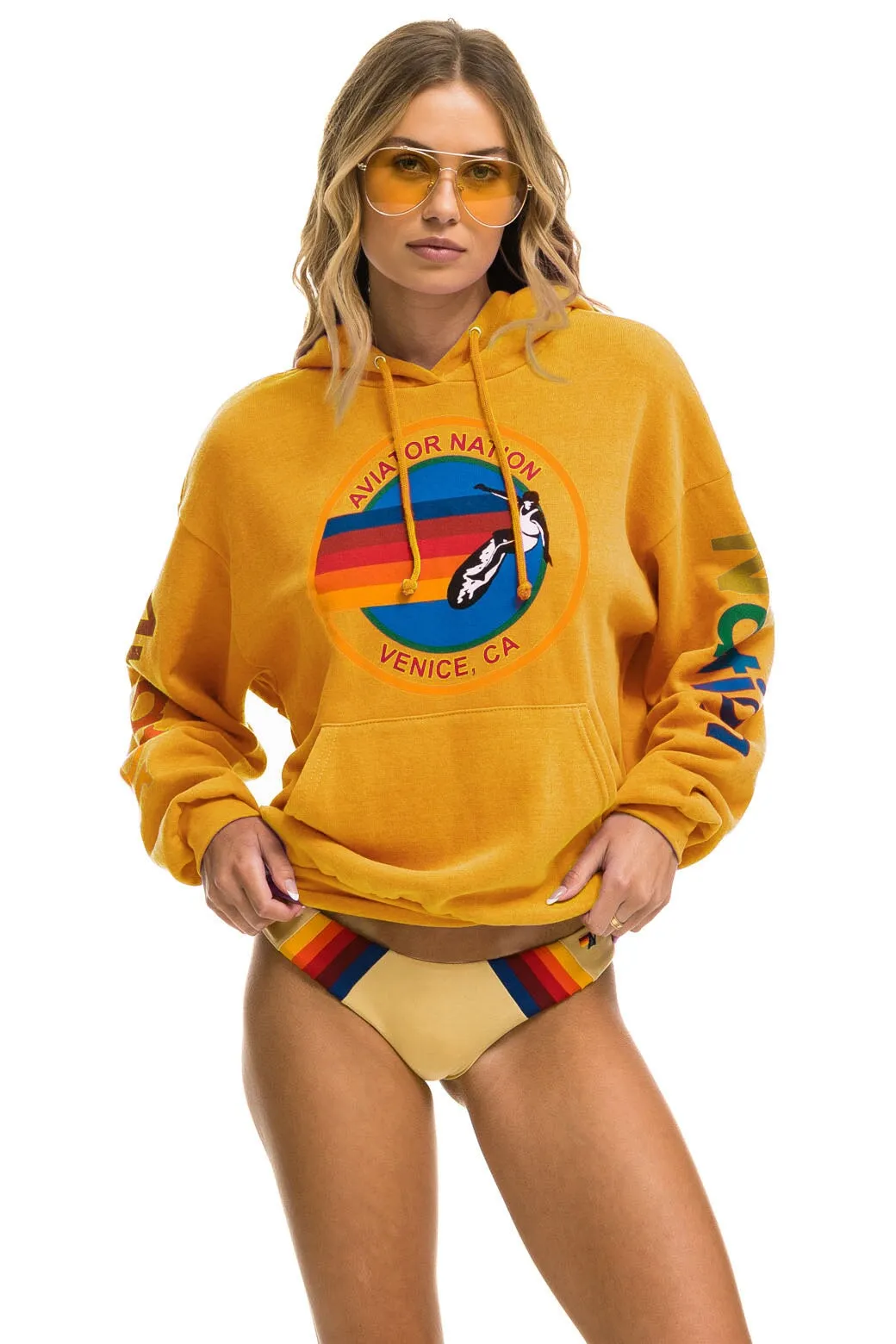 AVIATOR NATION RELAXED PULLOVER HOODIE - GOLD sold by Aviator Nation