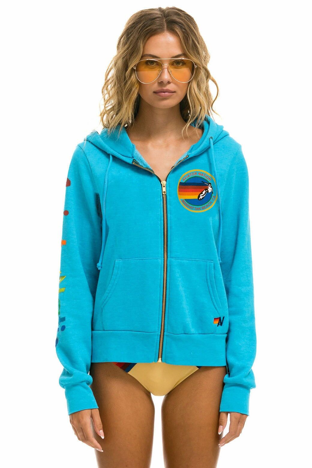 AVIATOR NATION MANHATTAN BEACH HOODIE - NEON BLUE sold by Aviator Nation