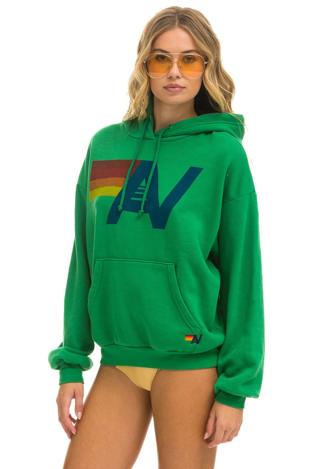 LOGO PULLOVER RELAXED HOODIE - KELLY GREEN sold by Aviator Nation product image thumbnail 3
