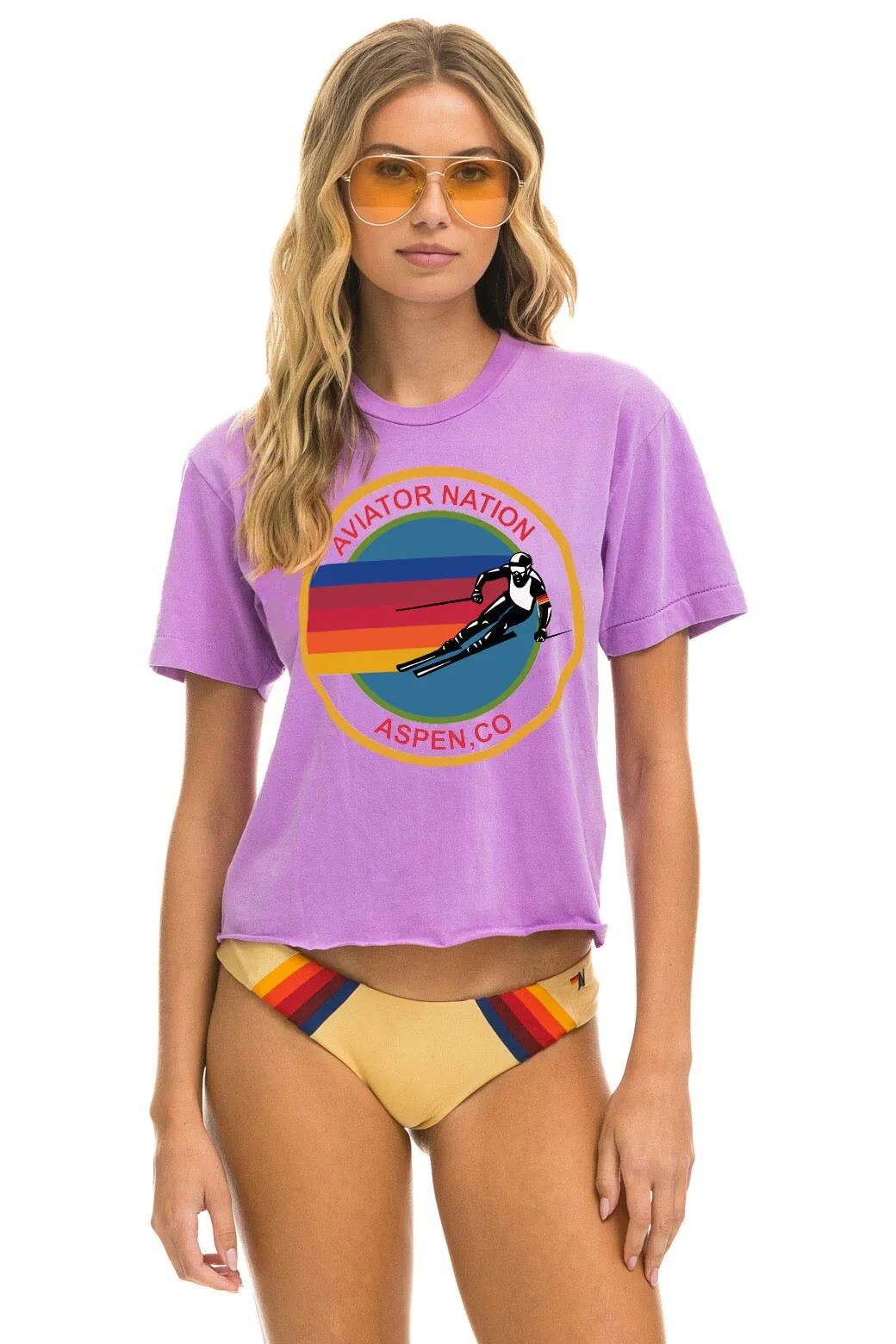 AVIATOR NATION ASPEN BOYFRIEND TEE - NEON PURPLE sold by Aviator Nation