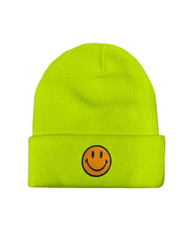SMILEY 2 FULL RIB BEANIE - NEON YELLOW sold by Aviator Nation