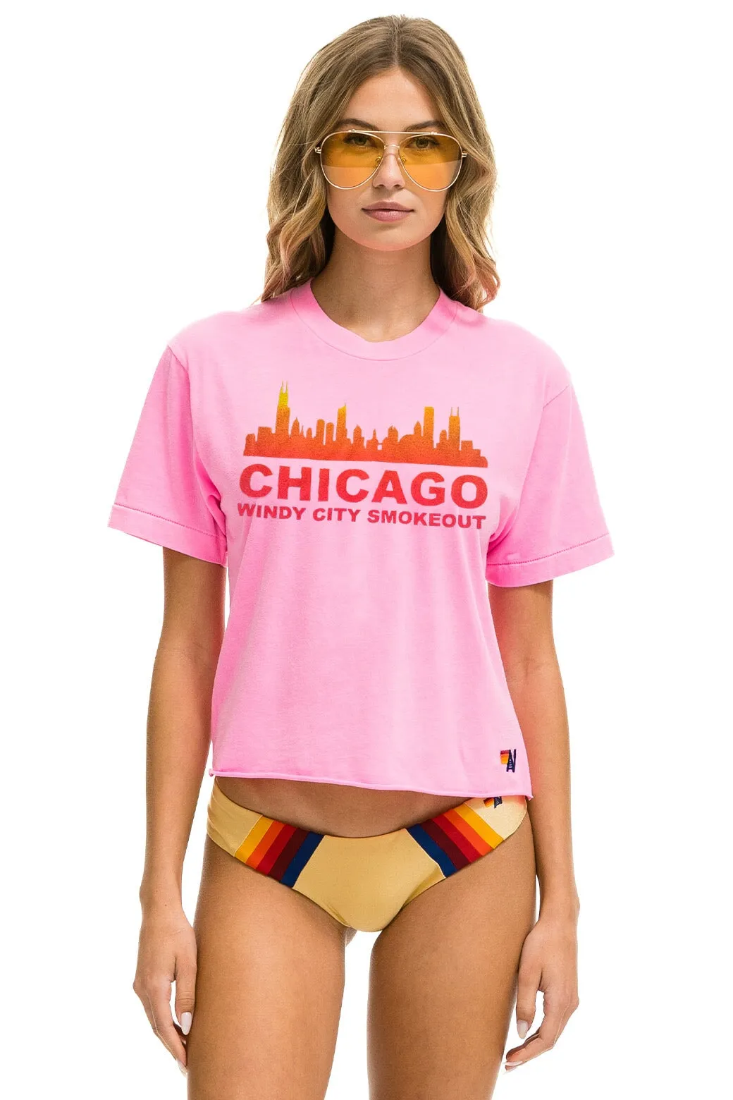 WINDY CITY SMOKEOUT 2024 BOYFRIEND TEE SHIRT - NEON PINK sold by Aviator Nation