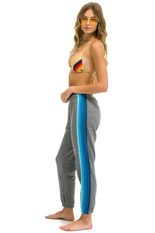5 STRIPE SWEATPANTS - HEATHER GREY // BLUE sold by Aviator Nation