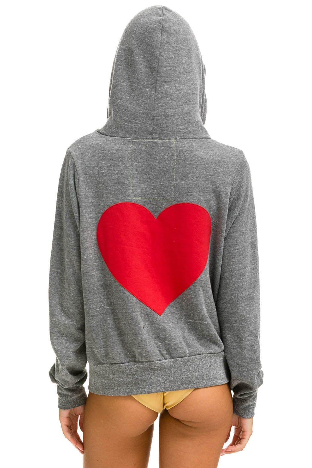 HEART STITCH ZIP HOODIE - HEATHER GREY sold by Aviator Nation