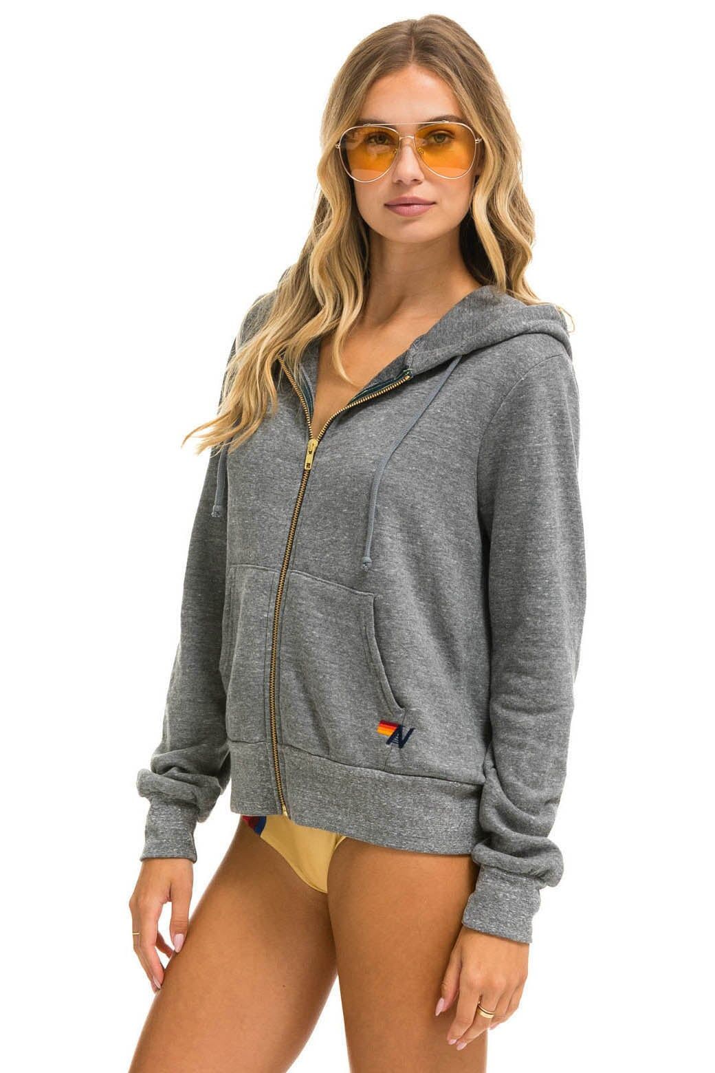 HEART STITCH ZIP HOODIE - HEATHER GREY sold by Aviator Nation product image thumbnail 3