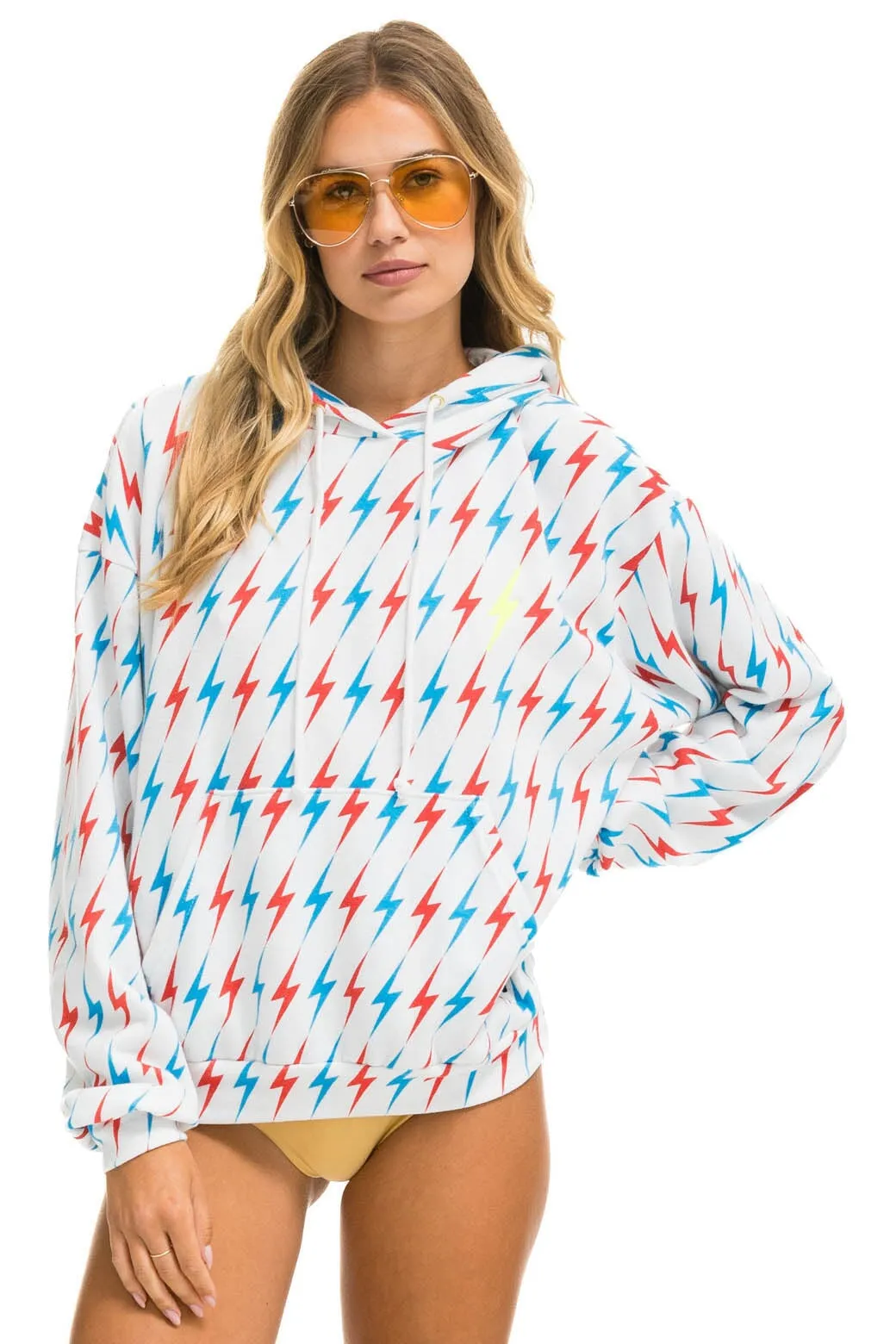 AVIATOR BOLT W/ BOLT EMBROIDERY RELAXED PULLOVER HOODIE - WHITE // USA sold by Aviator Nation product image thumbnail 5