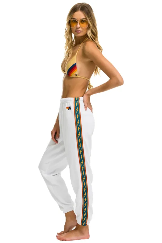 BOLT STRIPE SWEATPANTS - WHITE sold by Aviator Nation