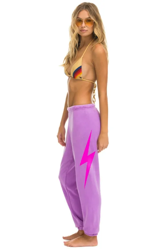 BOLT SWEATPANTS - NEON PURPLE // NEON PINK sold by Aviator Nation
