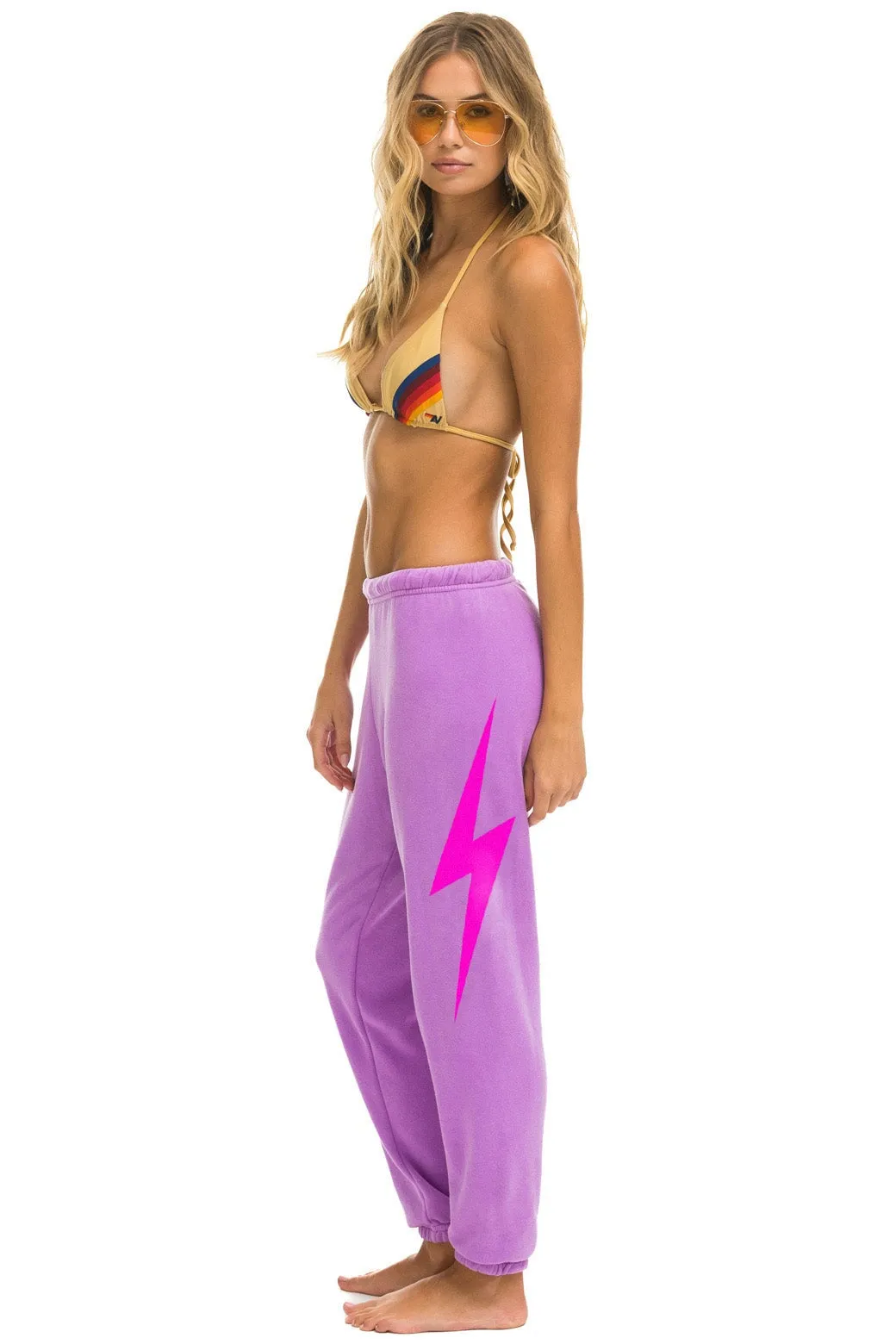 BOLT SWEATPANTS - NEON PURPLE // NEON PINK sold by Aviator Nation