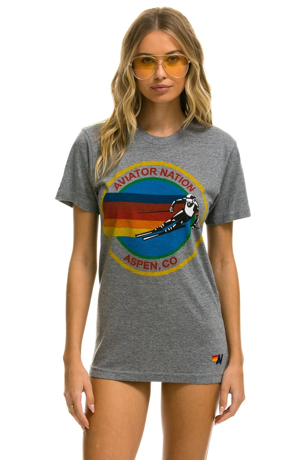 SIGNATURE ASPEN TEE - HEATHER GREY sold by Aviator Nation