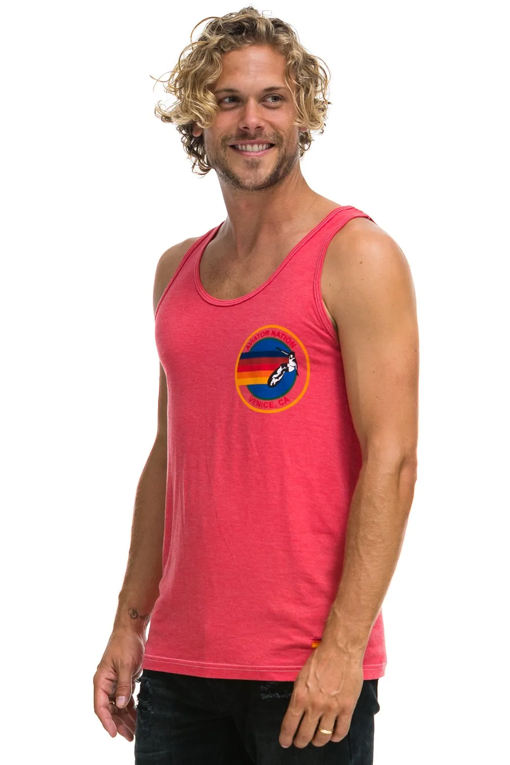 MEN'S AVIATOR NATION TANK - NEON RED sold by Aviator Nation product image thumbnail 3