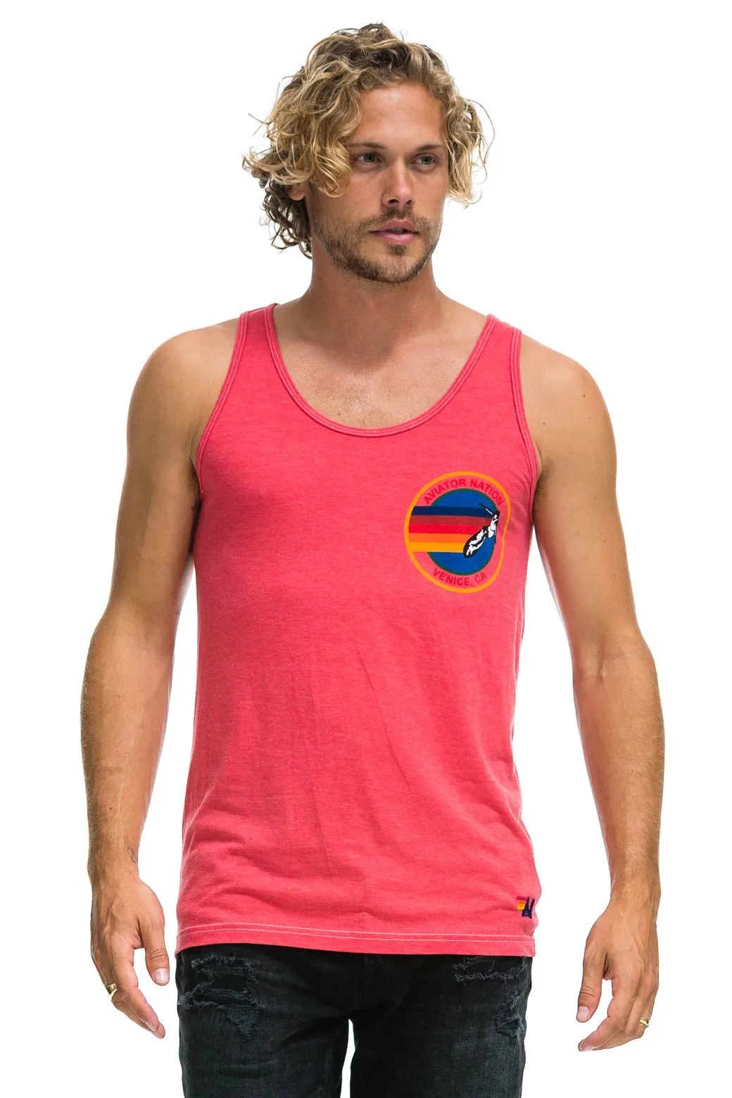 MEN'S AVIATOR NATION TANK - NEON RED sold by Aviator Nation product image thumbnail 2