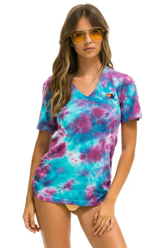 BASIC VNECK - TIE DYE TURQUOISE sold by Aviator Nation