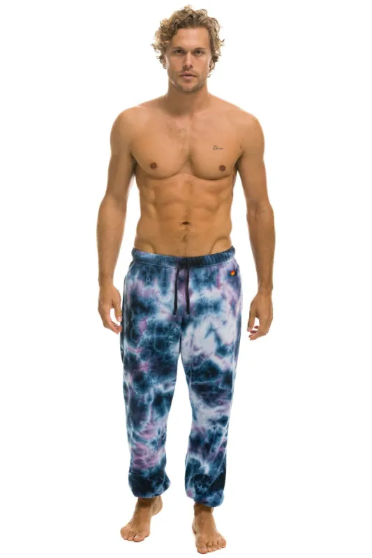 HAND DYED SWEATPANTS - TIE DYE BLUE PURPLE sold by Aviator Nation