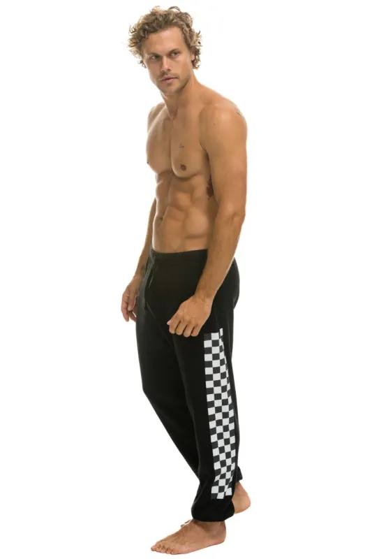 CHECK LEG SWEATPANTS - BLACK sold by Aviator Nation