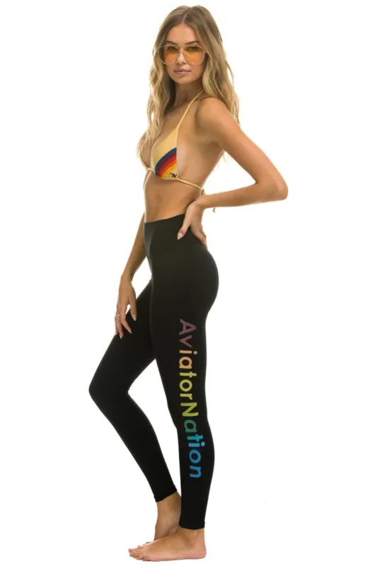 FULL LENGTH HI-RISE AVIATOR NATION LEGGINGS - BLACK sold by Aviator Nation