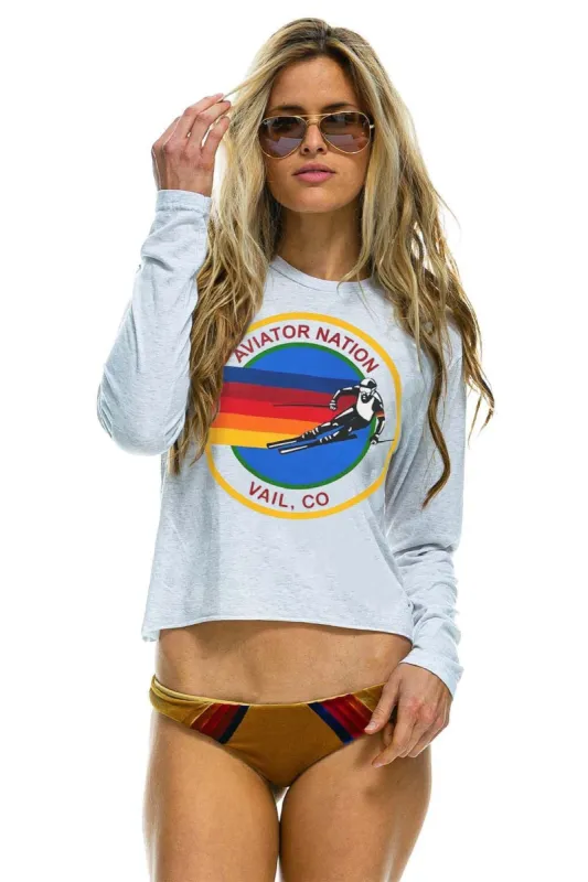 AVIATOR NATION VAIL LONG SLEEVE BOYFRIEND TEE - WHITE sold by Aviator Nation