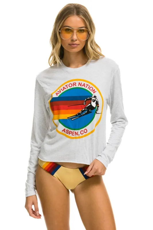 AVIATOR NATION ASPEN LONG SLEEVE BOYFRIEND TEE - WHITE sold by Aviator Nation