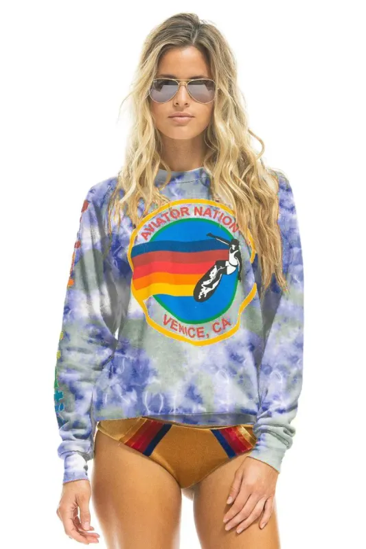AVIATOR NATION CREW SWEATSHIRT - TIE DYE CLOUD PURPLE sold by Aviator Nation