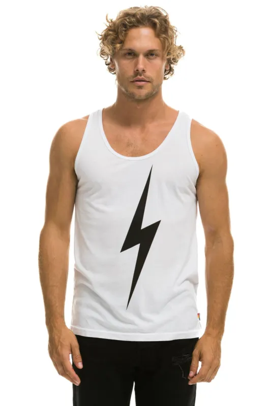 MEN'S BOLT TANK - WHITE sold by Aviator Nation