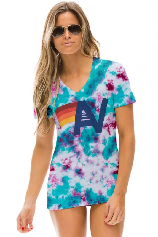 LOGO VNECK - TIE DYE TURQUOISE sold by Aviator Nation