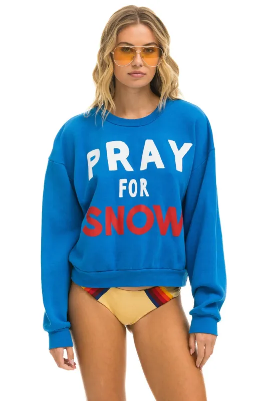 PRAY FOR SNOW RELAXED CREW SWEATSHIRT - OCEAN sold by Aviator Nation