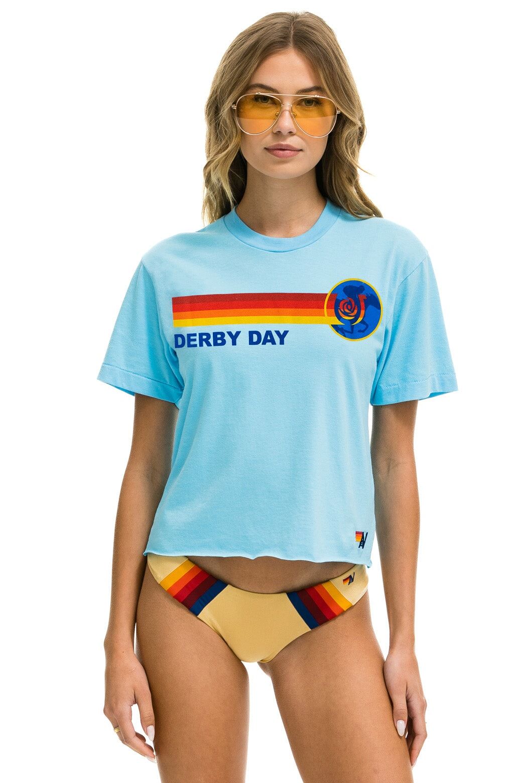 KENTUCKY DERBY 2023 BOYFRIEND TEE - SKY sold by Aviator Nation