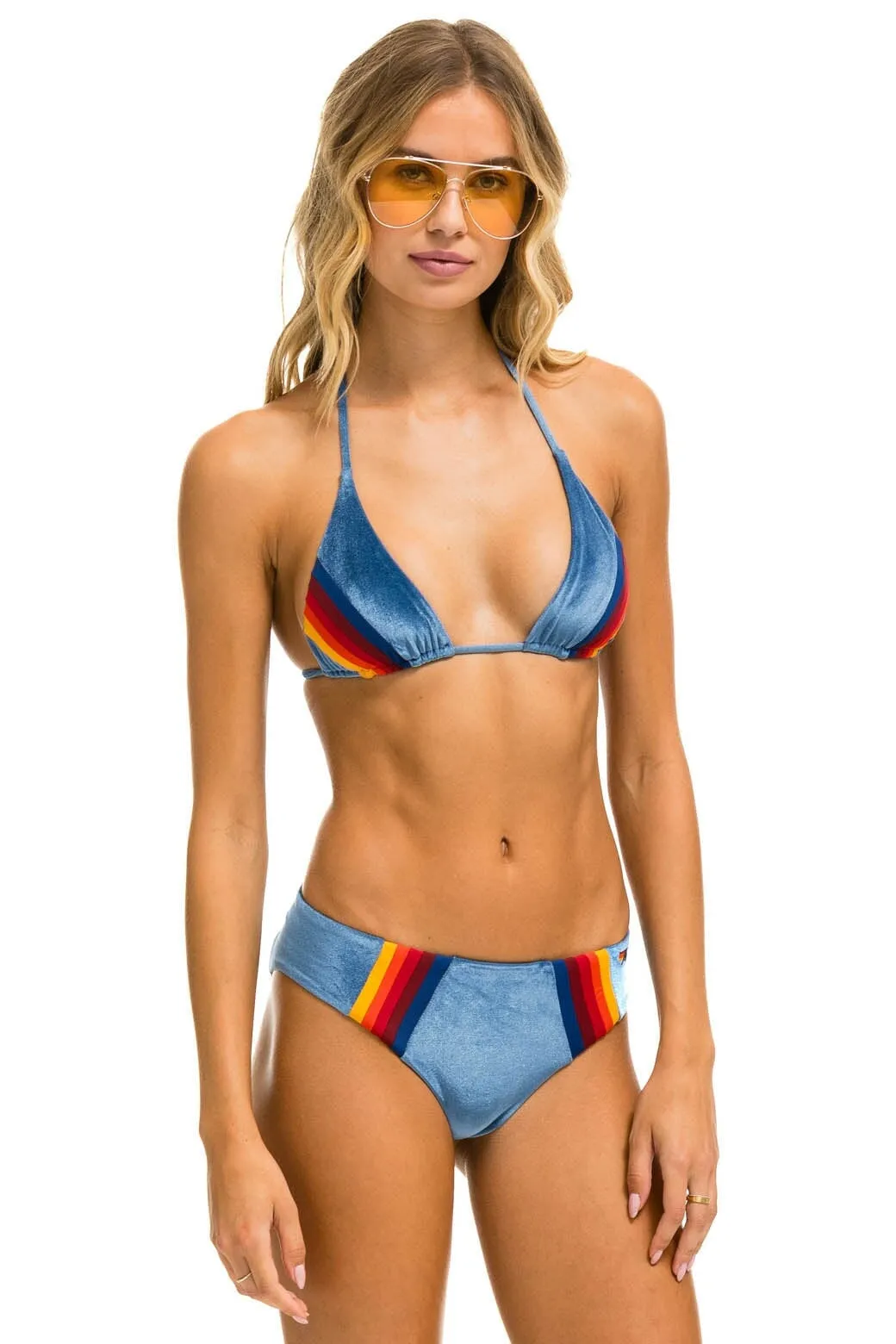 5 STRIPE VELVET TRIANGLE BIKINI TOP - ISLANDA sold by Aviator Nation product image thumbnail 2