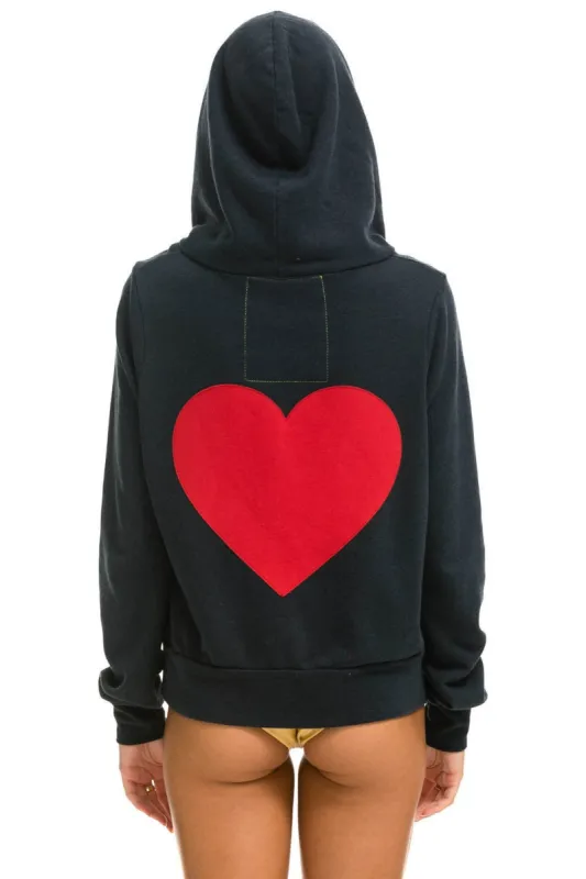 HEART STITCH ZIP HOODIE - CHARCOAL made by Aviator Nation