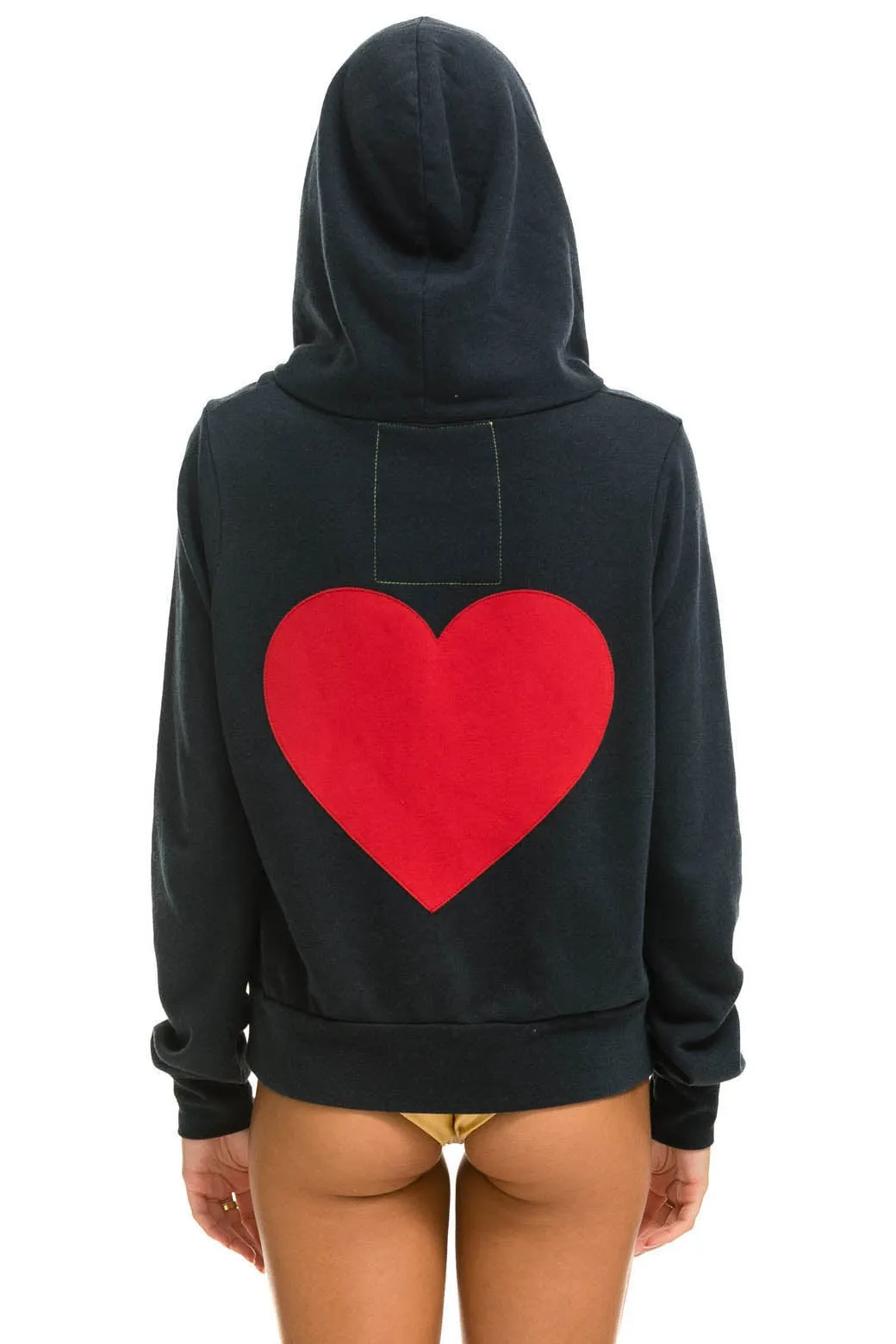 HEART STITCH ZIP HOODIE - CHARCOAL sold by Aviator Nation
